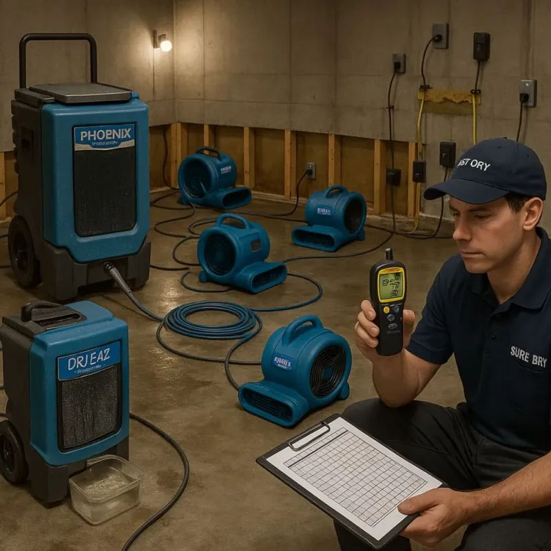 Structural Drying and Dehumidification process in Lilbourn, MO